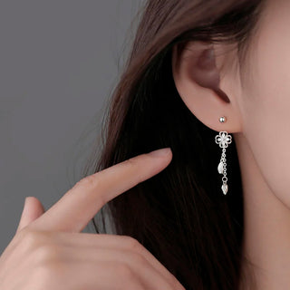 Aretes Colgantes Silver Flower