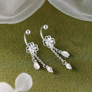 Aretes Colgantes Silver Flower