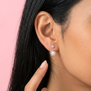 Aretes Florecita con Cierre de Bolita