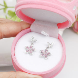 Aretes Flor & Mariposa Pink