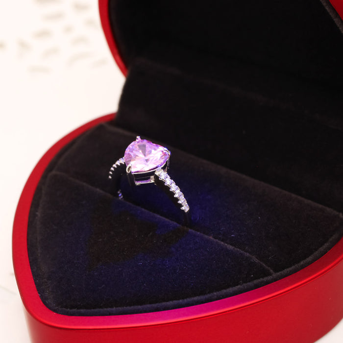 Cajita de Regalo para Anillo Y Aretes Chicos Corazón con Luz Led