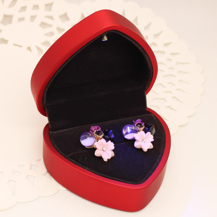 Cajita de Regalo para Anillo Y Aretes Chicos Corazón con Luz Led