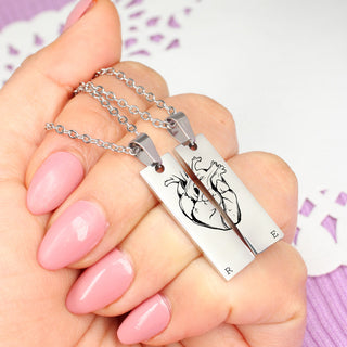 Collares de Placa Corazón Personalizado Pareja