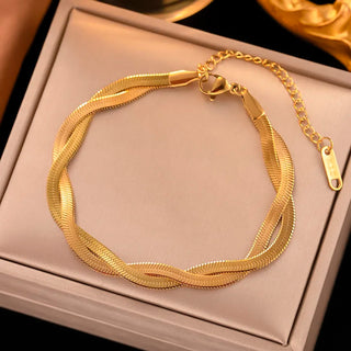 Pulsera Entrelazada Dorada Chic