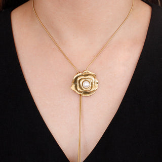 Collar Ajustable Flower Gold con Perla