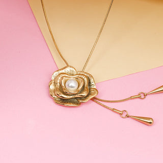 Collar Ajustable Flower Gold con Perla