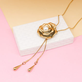 Collar Ajustable Flower Gold con Perla