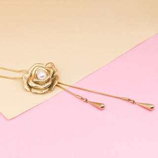 Collar Ajustable Flower Gold con Perla