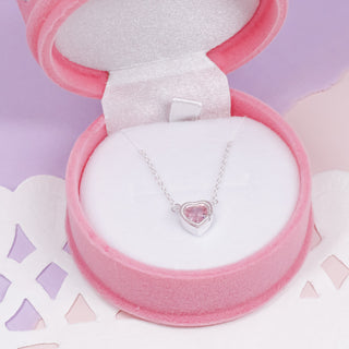 Collar Corazón Rosa Plata925