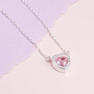 Collar Corazón Rosa Plata925