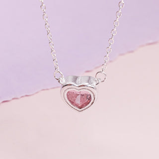 Collar Corazón Rosa Plata925