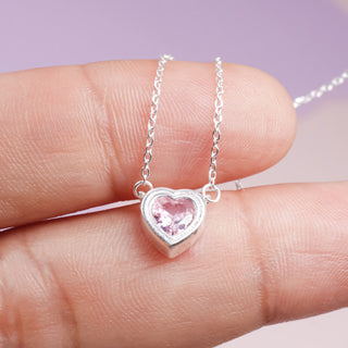 Collar Corazón Rosa Plata925