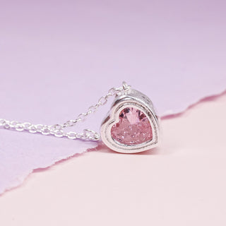 Collar Corazón Rosa Plata925
