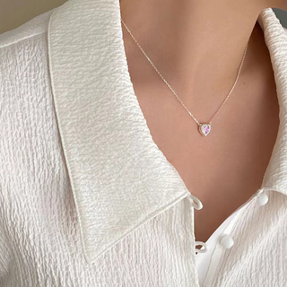 Collar Corazón Rosa Plata925