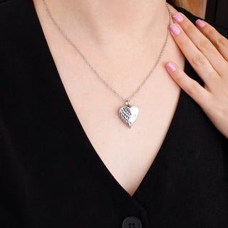 Collar de Urna de Cenizas Corazón con Alas Personalizado