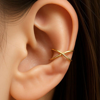 Earcuff Cruzado Dorado