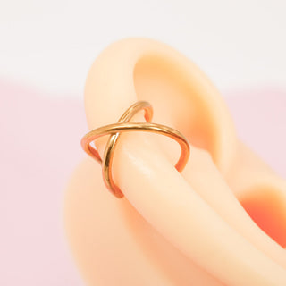Earcuff Cruzado Dorado
