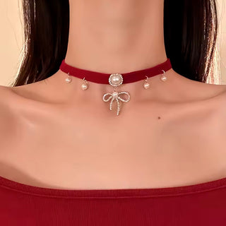 Collar Choker Romantic Velvet Red