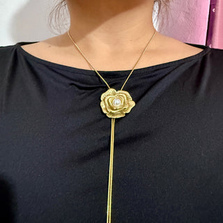 Collar Ajustable Flower Gold con Perla