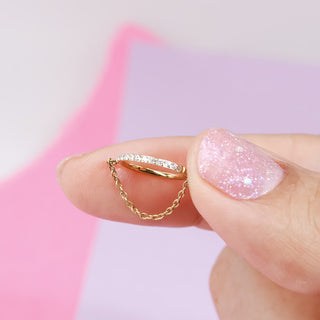 Piercing Aro Zirconias con Cadena Titanio