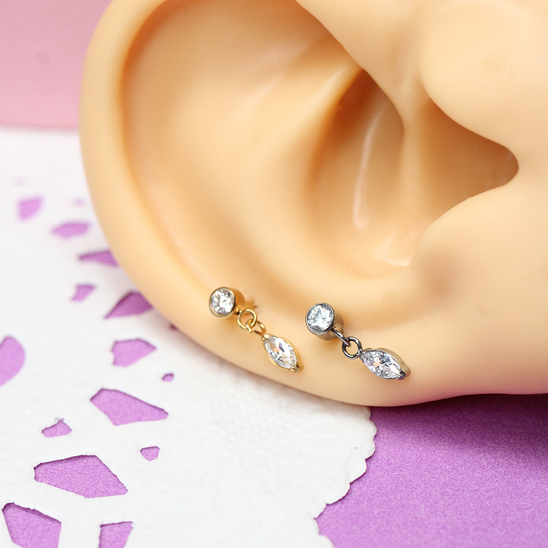 Piercing 1era Perforación Crystal con Colgante Titanio