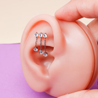 Piercing Colgante Triple Cristal Titanio
