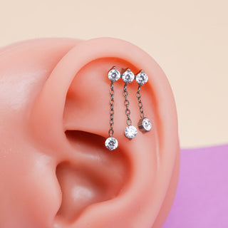 Piercing Colgante Triple Cristal Titanio