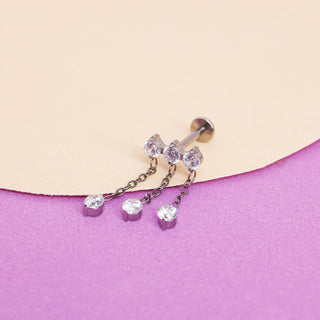 Piercing Colgante Triple Cristal Titanio