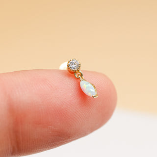Piercing Mini Brillante Luz y Opalo Plata925