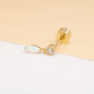 Piercing Mini Brillante Luz y Opalo Plata925