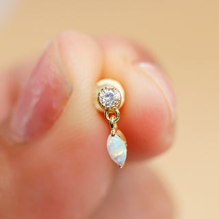 Piercing Mini Brillante Luz y Opalo Plata925