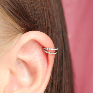 Piercing Aro Clicker Doble Zirconias Titanio