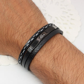 Pulsera Triple Negra Personalizada para Hombre