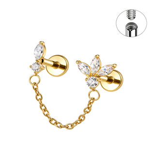 Piercing Dúo Shiny con Cadena Titanio
