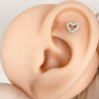 Piercing 1era Perforación Crystal Heart Titanio