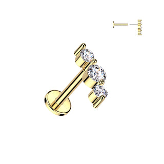 Piercing Triple Zirconia Gold
