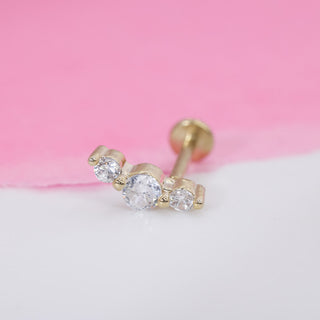 Piercing Triple Zirconia Gold