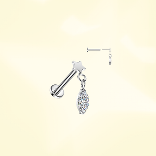 Piercing Estrella con Colgante Crystal Titanio