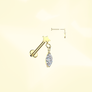 Piercing Estrella con Colgante Crystal Titanio