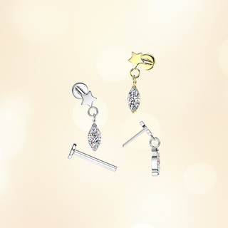 Piercing Estrella con Colgante Crystal Titanio