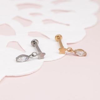 Piercing Estrella con Colgante Crystal Titanio