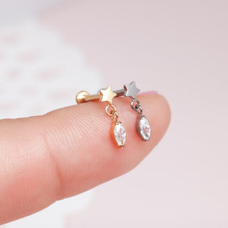 Piercing Estrella con Colgante Crystal Titanio