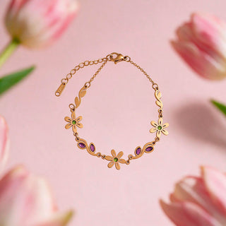 Pulsera Floral Dorada