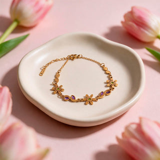 Pulsera Floral Dorada