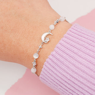 Pulsera Ajustable Luna Blanca con Zirconias