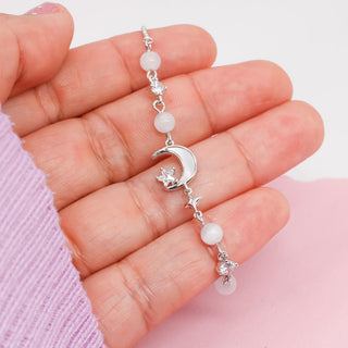 Pulsera Ajustable Luna Blanca con Zirconias