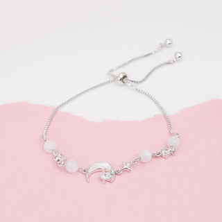 Pulsera Ajustable Luna Blanca con Zirconias