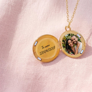 Relicario Circle Nácar Personalizado Foto a Color