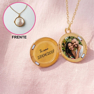 Relicario Circle Nácar Personalizado Foto a Color
