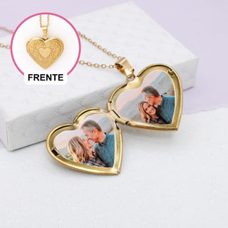 Relicario Heart Gold Personalizado Foto a Color